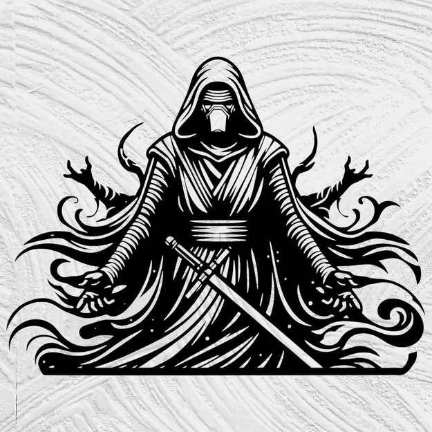 Flowing Line Art Kylo Ren - Image 1