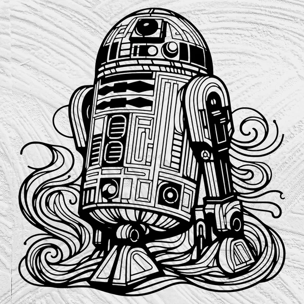 Flowing Line Art R2-D2 - Image 1