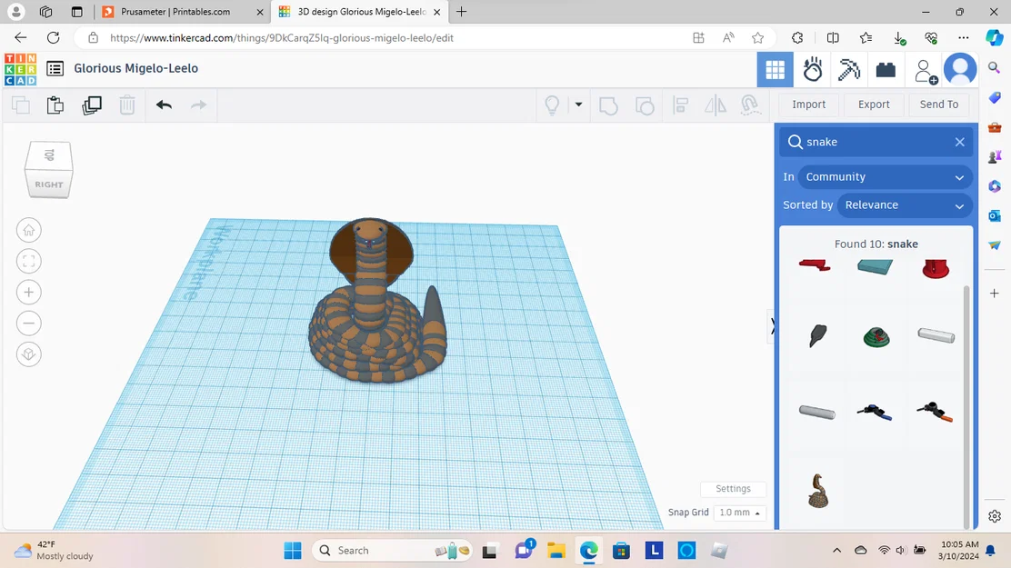 Mô hình rắn hổ mang 3D độc đáo để trang trí và làm quà tặng - Image 1