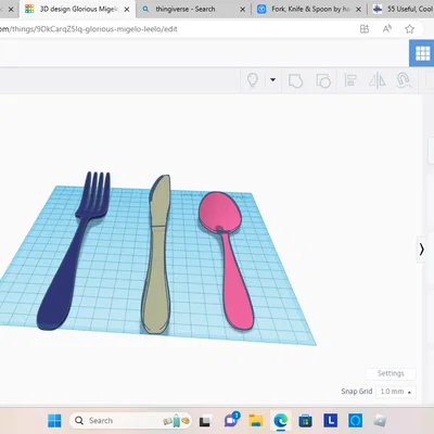 Mô hình bộ dao, muỗng, nĩa in 3D (Fork, Knife and Spoon)