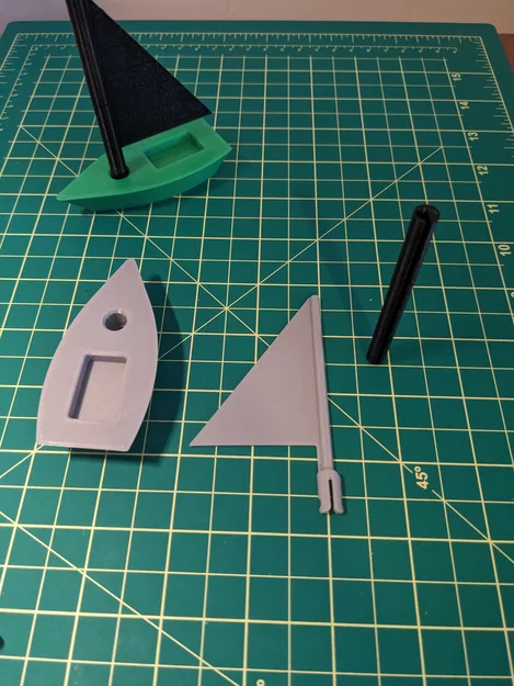 Mini Sailboat Laser – Thuyền buồm mini dễ in, sail xoay được - Image 4