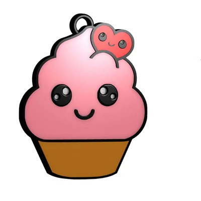 Móc khóa hình bánh Cupcake đáng yêu - File in 3D chất lượng