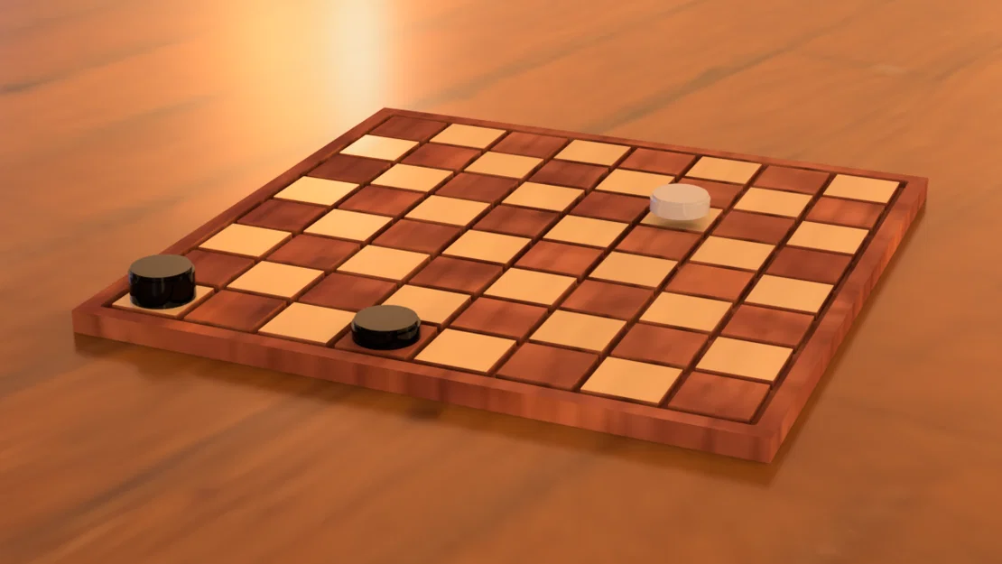 Mẫu bàn cờ đam (Checkers) in 3D kèm quân cờ xếp chồng tiện lợi - Image 1