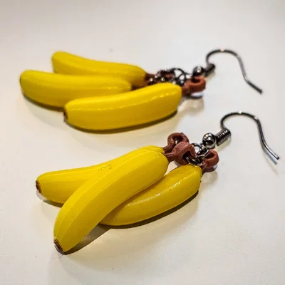 Bông tai hình quả chuối dễ thương - Mẫu trang sức in 3D sáng tạo