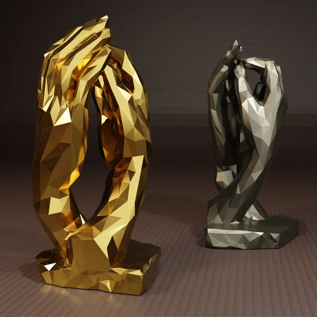 Mô hình điêu khắc đôi bàn tay tình yêu Low Poly độc đáo - Image 1