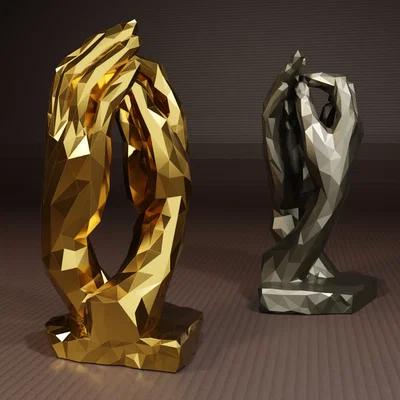 Mô hình điêu khắc đôi bàn tay tình yêu Low Poly độc đáo