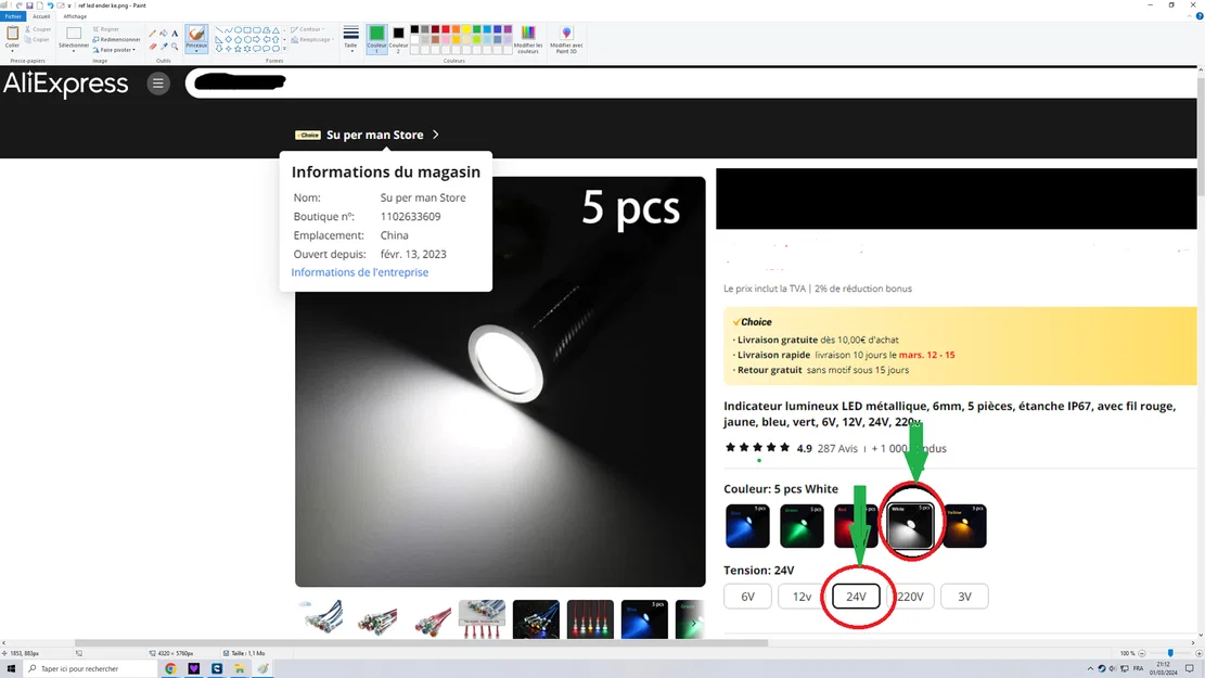 Đèn LED cho đầu in (print head) Ender3 V3 KE - Image 3