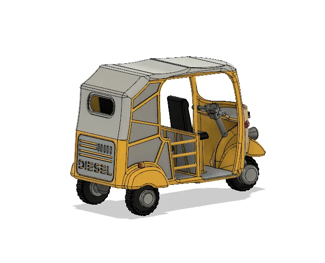 Xe Tuk-Tuk/ Auto Rickshaw màu vàng có chuyển động – Version 2 - Image 3