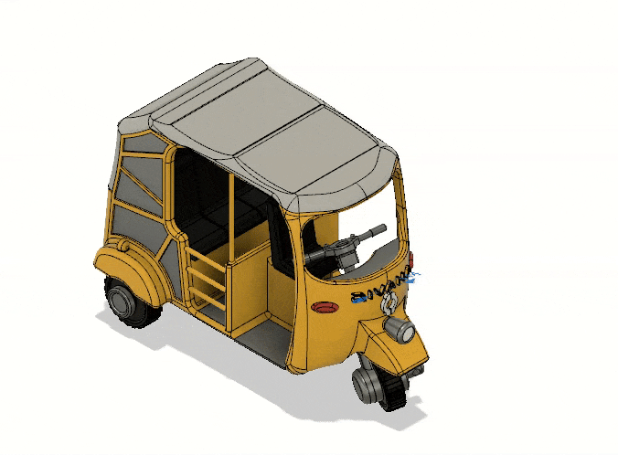 Xe Tuk-Tuk/ Auto Rickshaw màu vàng có chuyển động – Version 2 - Image 4