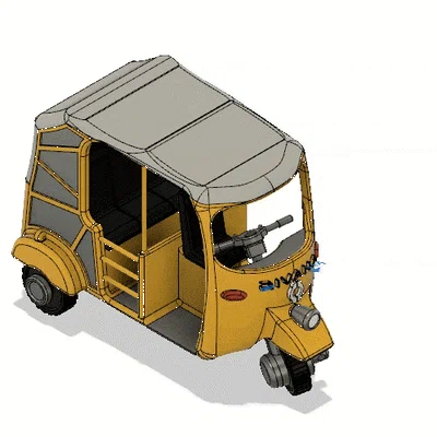 Xe Tuk-Tuk/ Auto Rickshaw màu vàng có chuyển động – Version 2