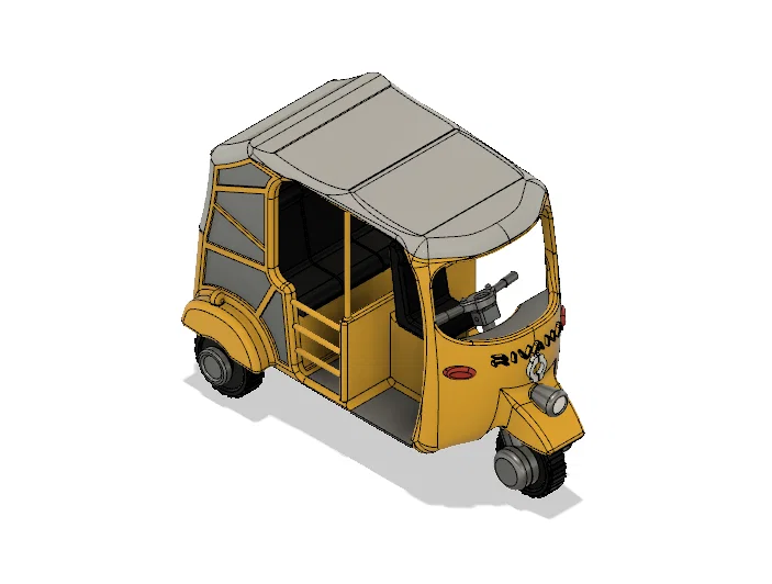 Xe Tuk-Tuk/ Auto Rickshaw màu vàng có chuyển động – Version 2 - Image 5