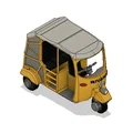 Xe Tuk-Tuk/ Auto Rickshaw màu vàng có chuyển động – Version 2 - Thumbnail 5
