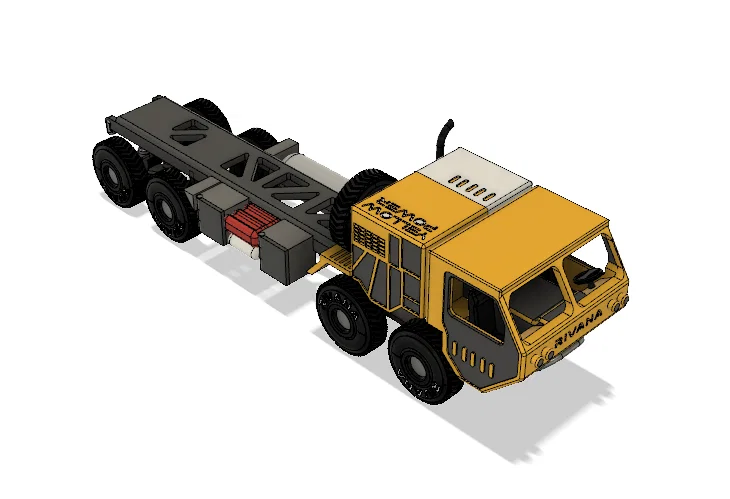 Khung gầm xe tải quân sự màu vàng (Yellow Military Truck Chassis) - Image 1