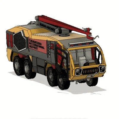 Xe cứu hỏa sân bay màu vàng 8x8 (Engine) có chuyển động