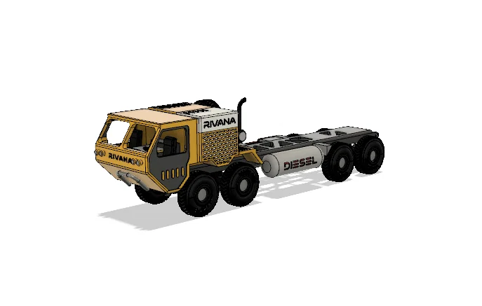 Khung gầm xe tải quân sự màu vàng (Yellow Military Truck Chassis) - Image 2