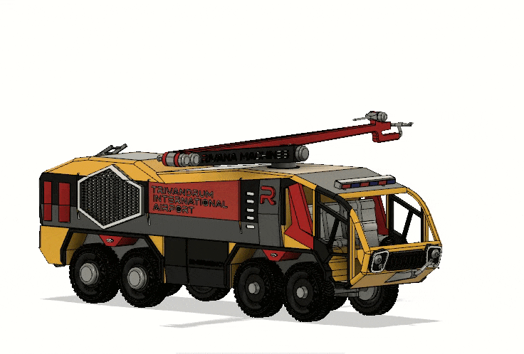 Xe cứu hỏa sân bay màu vàng 8x8 (Engine) có chuyển động - Image 3