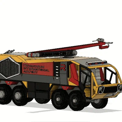 Xe cứu hỏa sân bay màu vàng 8x8 (Engine) có chuyển động