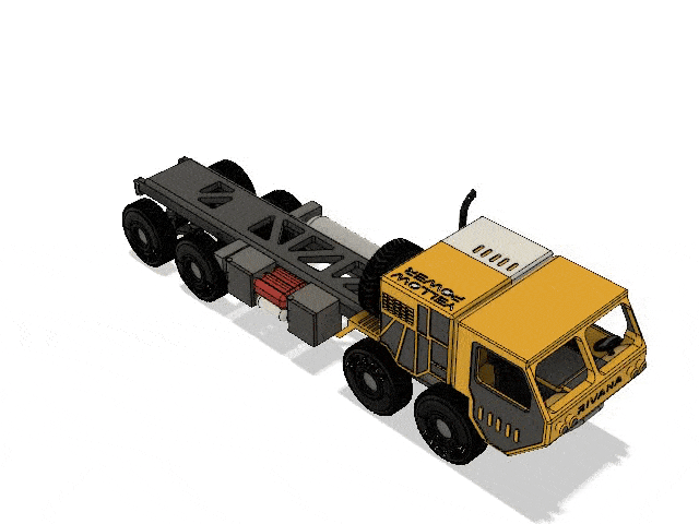 Khung gầm xe tải quân sự màu vàng (Yellow Military Truck Chassis) - Image 3