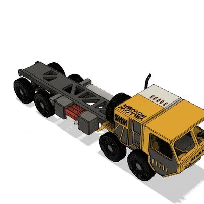 Khung gầm xe tải quân sự màu vàng (Yellow Military Truck Chassis)