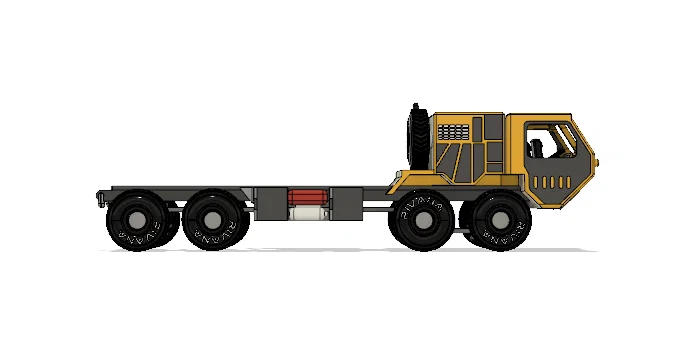 Khung gầm xe tải quân sự màu vàng (Yellow Military Truck Chassis) - Image 4