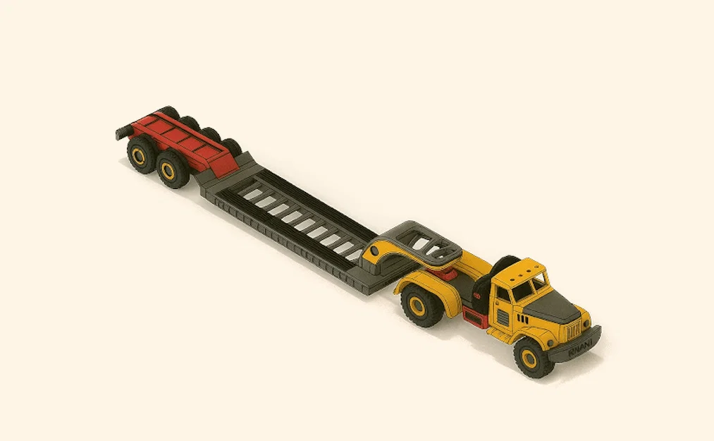 Rơ-moóc Lowboy xe tải Yellow Zil (Yellow Zil Truck Lowboy Trailer) - Image 1