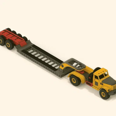 Rơ-moóc Lowboy xe tải Yellow Zil (Yellow Zil Truck Lowboy Trailer)