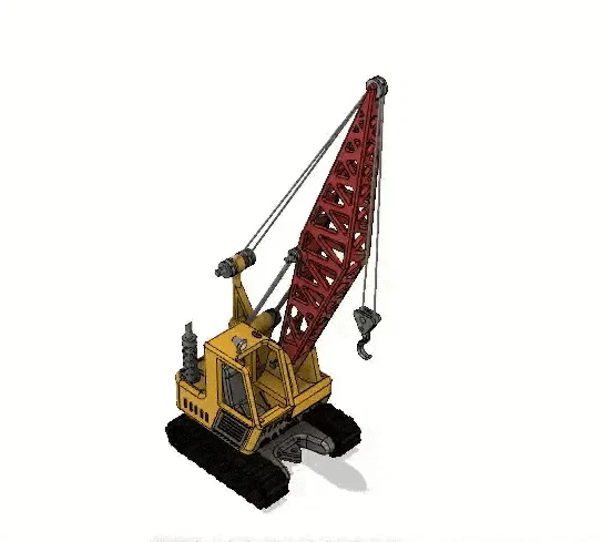 Cần cẩu xích màu vàng có chuyển động - Image 1