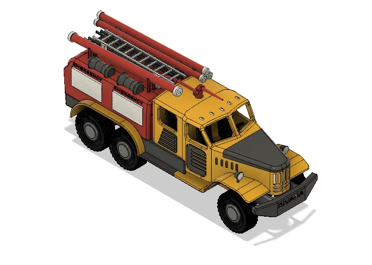 Xe cứu hỏa Yellow Zil màu vàng có chuyển động - Image 2