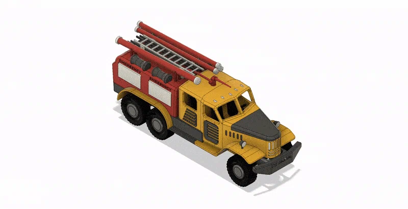 Xe cứu hỏa Yellow Zil màu vàng có chuyển động - Image 3