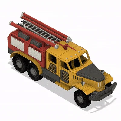 Xe cứu hỏa Yellow Zil màu vàng có chuyển động