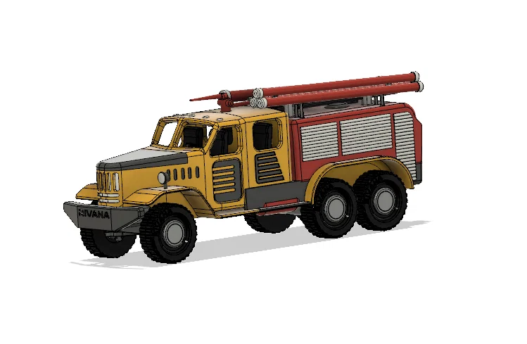 Xe cứu hỏa Yellow Zil màu vàng có chuyển động - Image 6