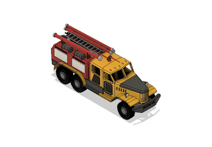 Xe cứu hỏa Yellow Zil màu vàng có chuyển động - Image 7