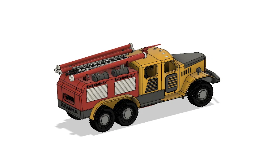 Xe cứu hỏa Yellow Zil màu vàng có chuyển động - Image 8