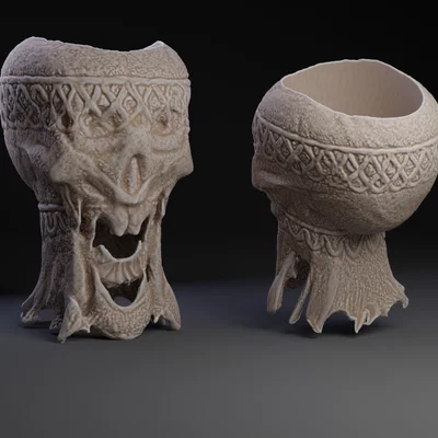 Mẫu in 3D ly đầu lâu tan chảy (Melting Skull Goblet) độc đáo