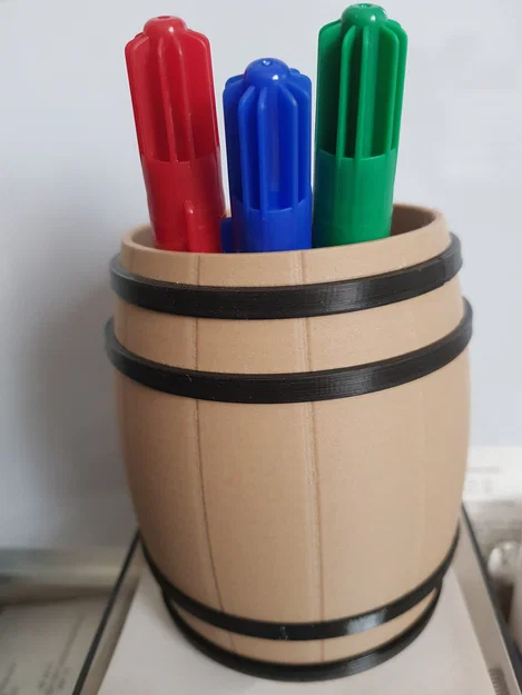 Giá cắm bút thùng gỗ (Holzfass Stiftehalter) - Wood Barrel Pen Holder - Image 1