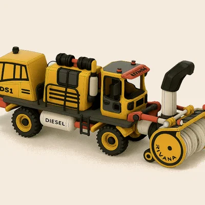 Xe tải thổi tuyết màu vàng có chuyển động