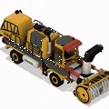 Xe tải thổi tuyết màu vàng có chuyển động - Thumbnail 3