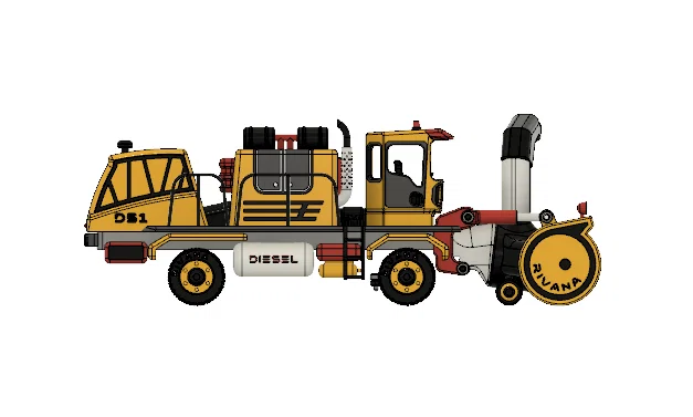 Xe tải thổi tuyết màu vàng có chuyển động - Image 8