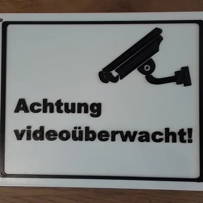 Biển báo an ninh cảnh báo camera giám sát in 3D