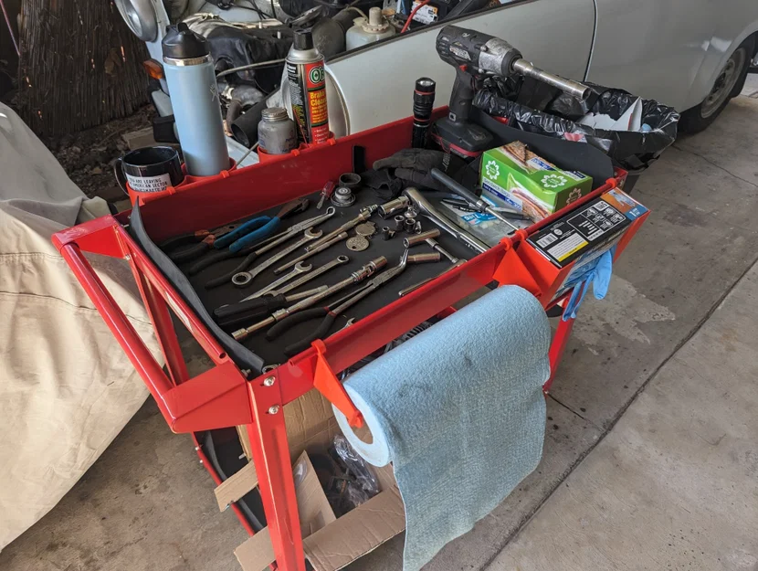 Phụ kiện xe đẩy dụng cụ Harbor Freight: găng tay, khăn giấy, thùng rác, ly/bình - Image 5