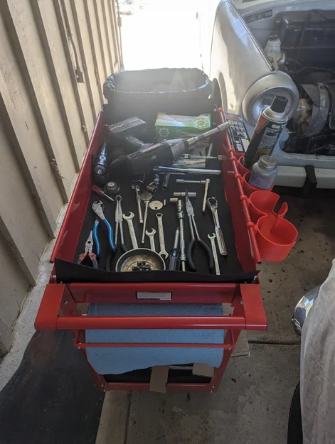 Phụ kiện xe đẩy dụng cụ Harbor Freight: găng tay, khăn giấy, thùng rác, ly/bình - Image 7