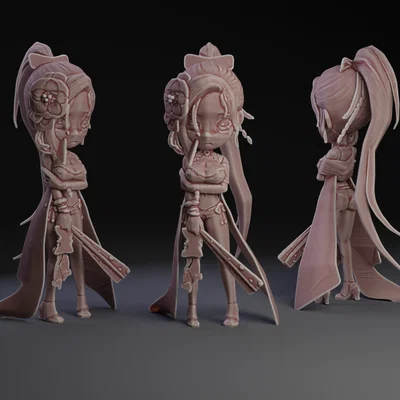 Mô hình 3D cô gái đi biển (Beach Girl) phong cách Chibi dễ thương