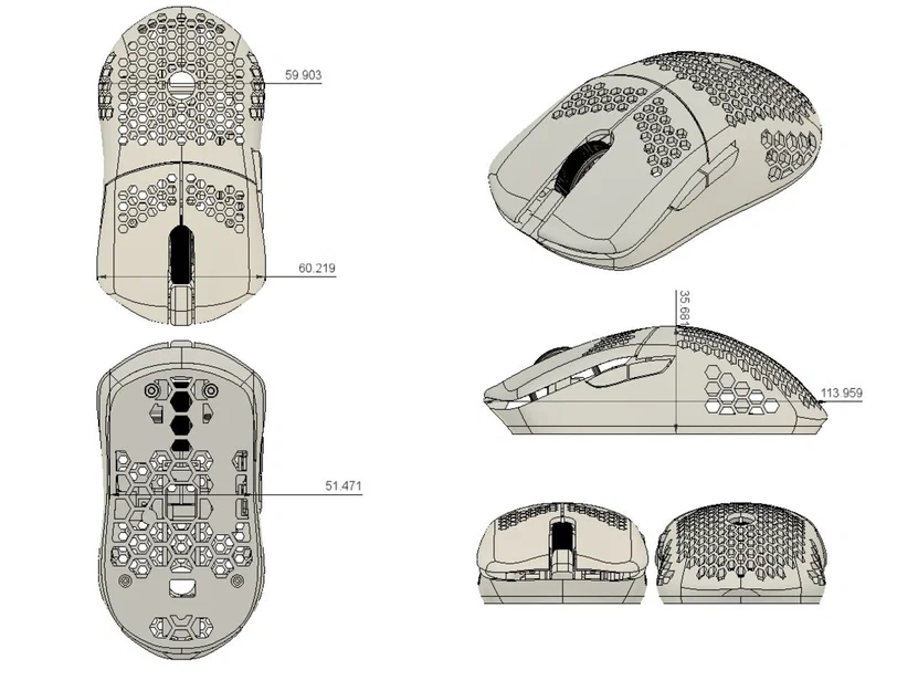 ZS-F1: Chuột Finalmouse Ultralight 2/X/Starlight Small in 3D (G305 Wireless Mod) - Image 2