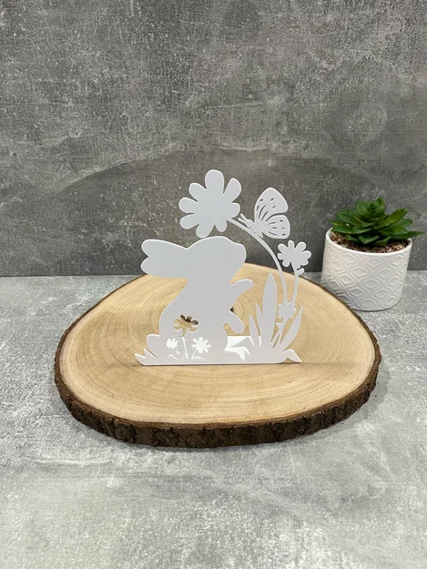 Mô hình trang trí chú thỏ Phục sinh kèm hoa và bướm in 3D độc đáo - Image 1