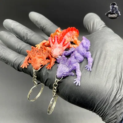 Móc khóa Axolotl dễ thương - khớp động - Print in Place - Không cần Supports