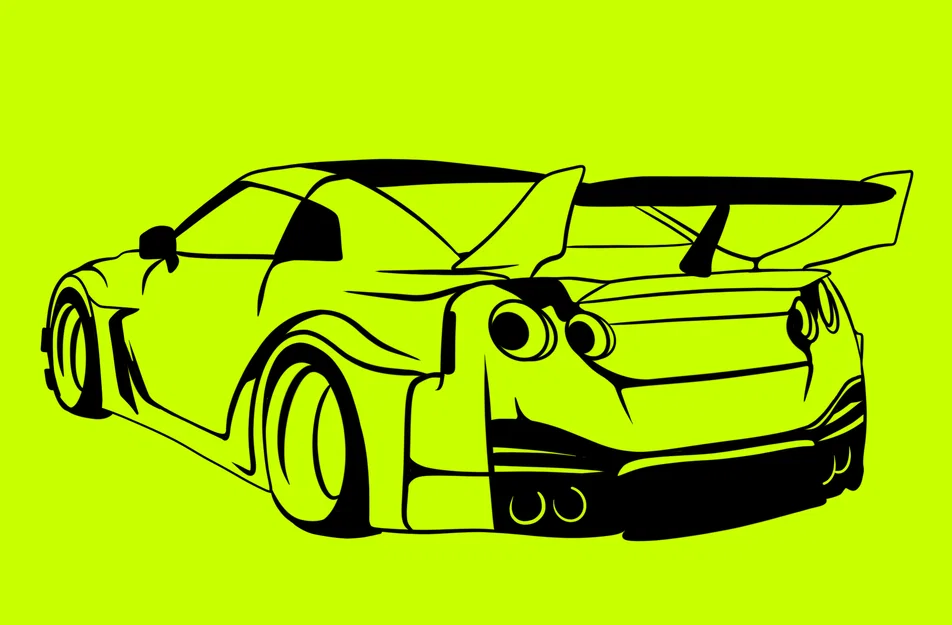Tranh treo tường 3D hình siêu xe Nissan R35 GTR cực đẹp - Image 1