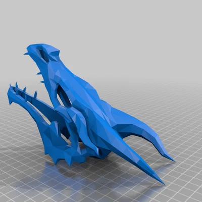 Mô hình đầu rồng Skyrim phong cách Lowpoly in 3D cực chất