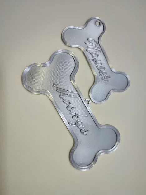 Mẫu móc khóa hình xương 3D tùy chỉnh tên thú cưng dễ thương - Image 1