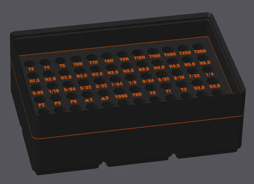Khay Gridfinity cho bit tua vít LTT (Gridfinity LTT screwdriver bit bin) - Image 1