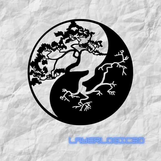 Mẫu in 3D tranh treo tường nghệ thuật cây Bonsai âm dương cực đẹp - Image 1